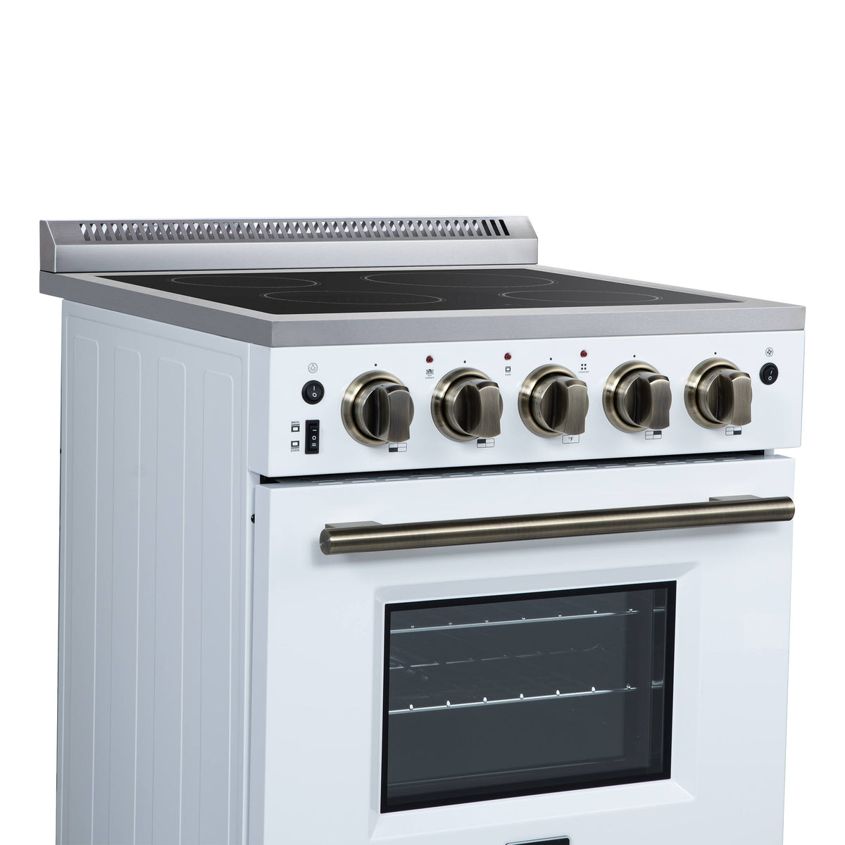 Forno Appliances - 24 in. Wide 4 Elements Loiano 2.3 Cu. Ft. Freestanding Electric Range with Storage Drawer - White