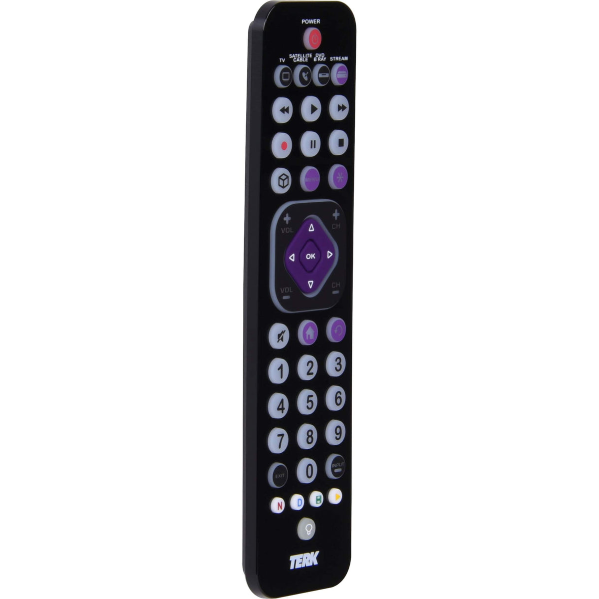 TERK - Rechargeable 4-Device Backlit Universal Remote - Black
