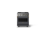 Viking - 30"W. 4.0 Cu. Ft. Freestanding Self-Clean Open Burner Gas Convection Range - Cast Black w. Brushed Brass Trim - Cast Black