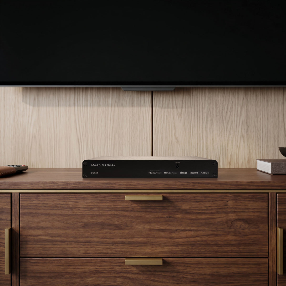 MartinLogan - USR51 Ultra-Slim 5.1 Wall-Mountable A/V Receiver, 50W Per Channel with eARC, Anthem Room Correction, Built-In Streaming - Black