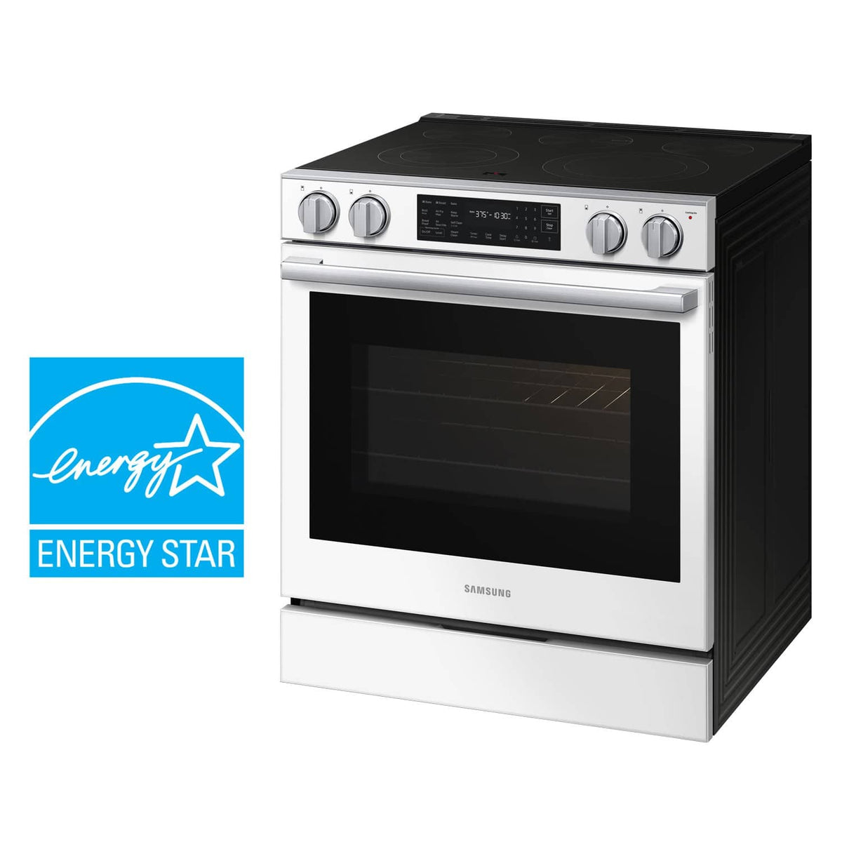 Samsung - 30 in. Wide 4 Burner 6.3 cu. ft. Bespoke Smart Slide-In Electric Range with No Preheat Air Fry Max and True Convection - Fingerprint Resistant White