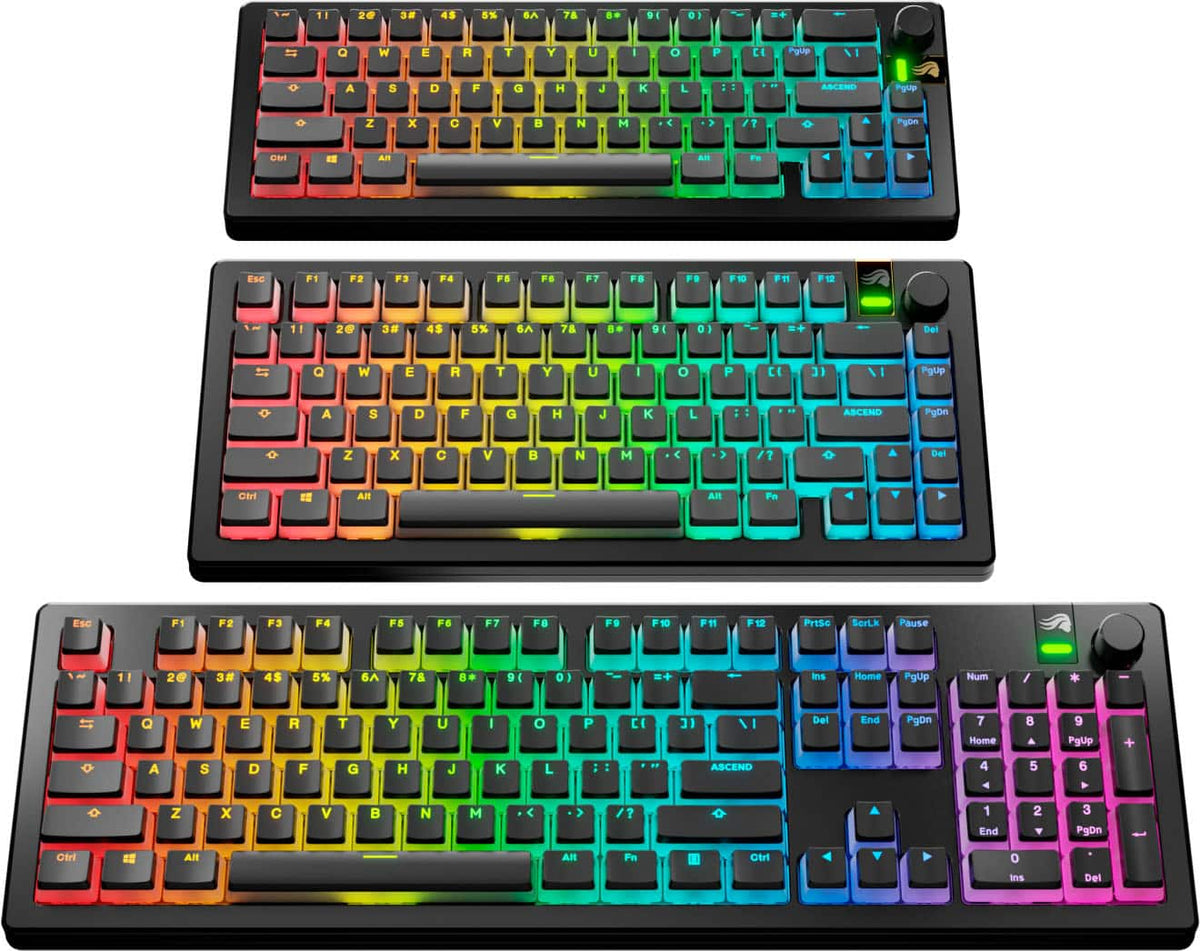 Glorious - Aura V3 Pudding-Style Universal Keycaps for 100% 85% 80% TKL 60% Compact 75% Mechanical Keyboards - Black