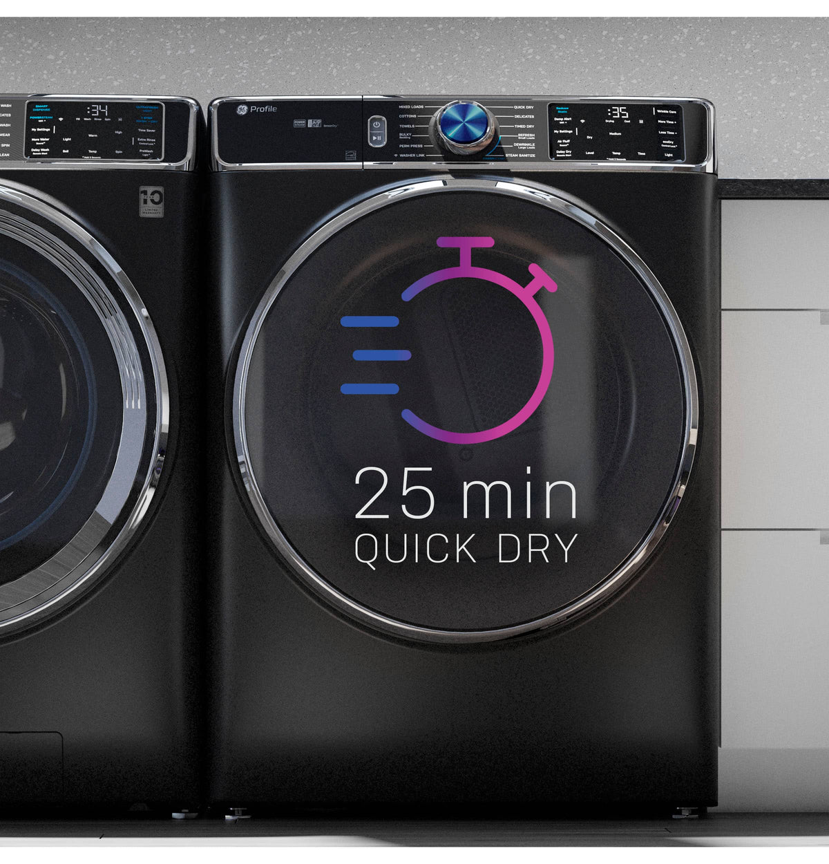 GE Profile - 7.8 Cu. Ft. Stackable Smart Electric Dryer with Steam and Sanitize Cycle - Sapphire Blue