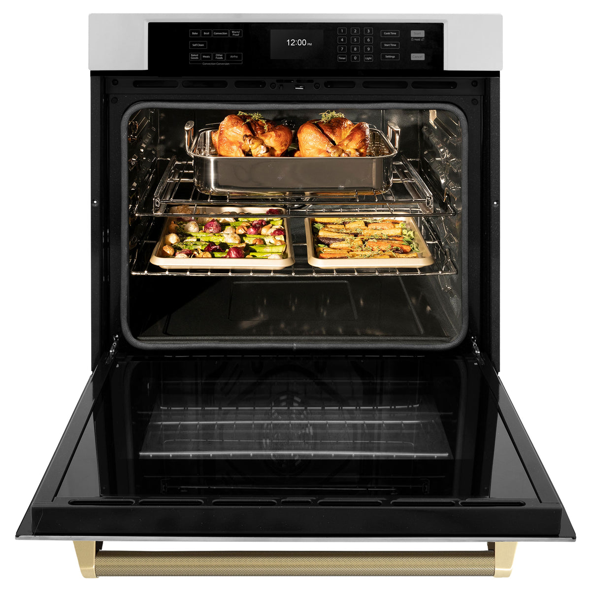 ZLINE - Autograph 30 in. True Convection Single Wall Oven & Bronze Helix Handle (WASZ-30-KCB) - Stainless Steel