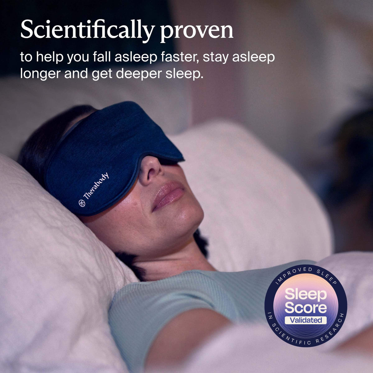 Therabody - SleepMask - Ultra-Comfortable 100% Blackout Eye Mask With Gentle Massaging Vibration - Blue