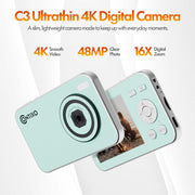 Contixo - C3 4K Ultrathin 48MP 4K 16X Digital Zoom Digital Camera - Green