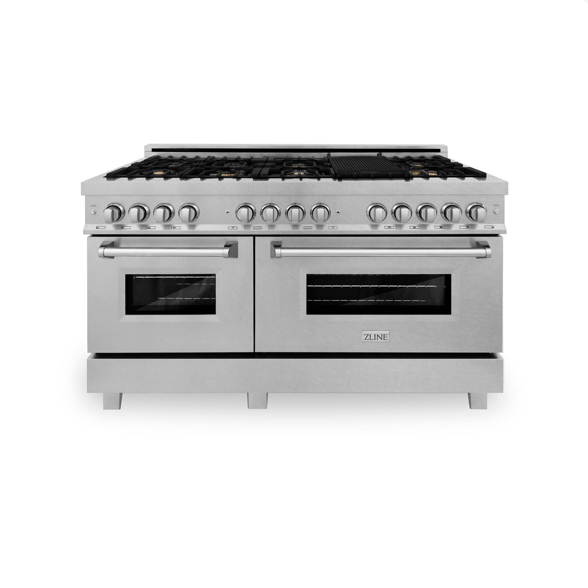 60 in. Wide 8 Burner ZLINE Legacy Dual Fuel Range (RAS-SN-BR-60) - Satin Stainless Steel