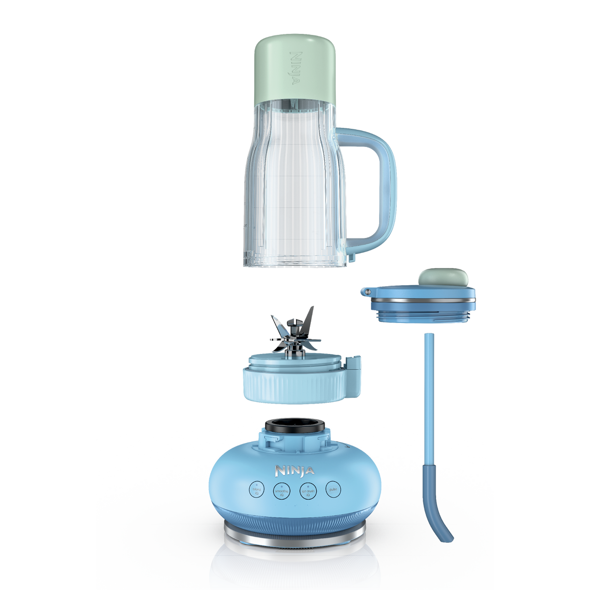 Ninja - BlendBOSS 26oz Tumbler Blender with Travel Tumbler, 1200 Peak Watts, Three AUTO IQ Programs - Blue Raspberry