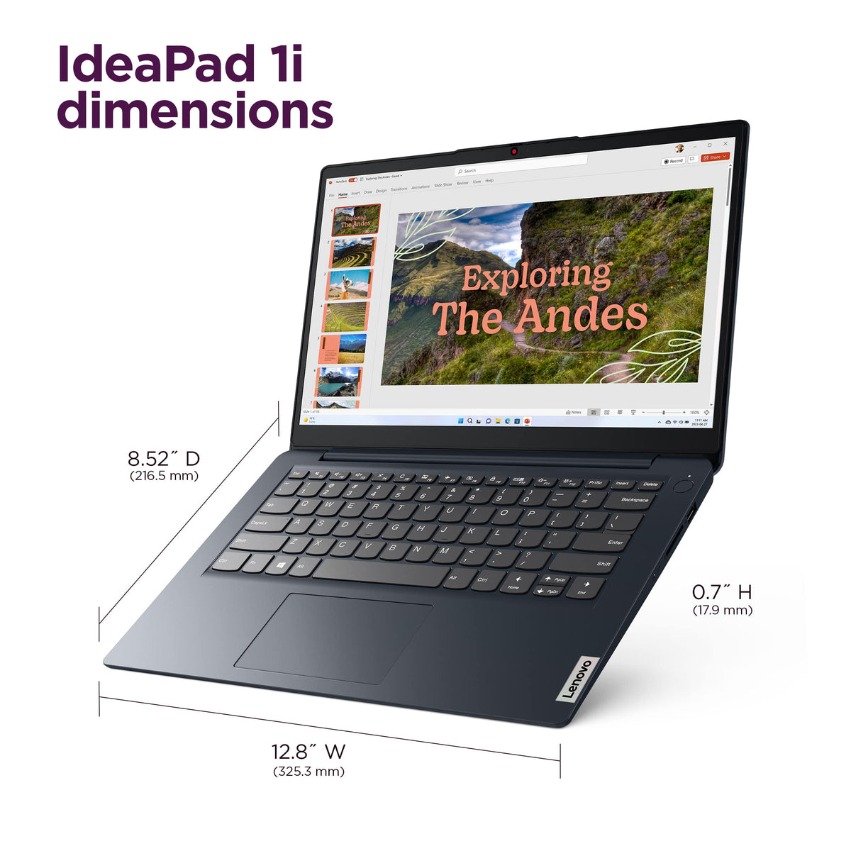 Lenovo - IdeaPad 1 14" HD Laptop - Intel Celeron N4020 2019 - 4GB Memory with 128GB eMMC Storage - Abyss Blue