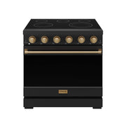 36 in. Wide 5 Elements Gordon Ramsay Series by Thor Kitchen 6.0 Cu. Ft Freestanding Electric Range with Bronze Hardware - Black