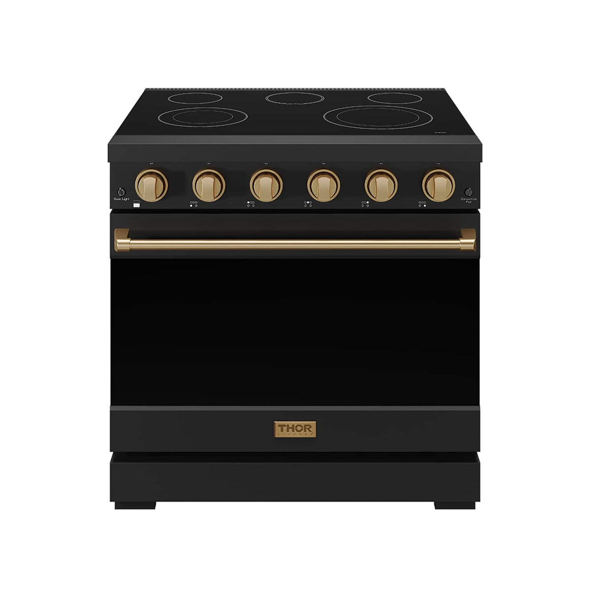 36 in. Wide 5 Elements Gordon Ramsay Series by Thor Kitchen 6.0 Cu. Ft Freestanding Electric Range with Bronze Hardware - Black
