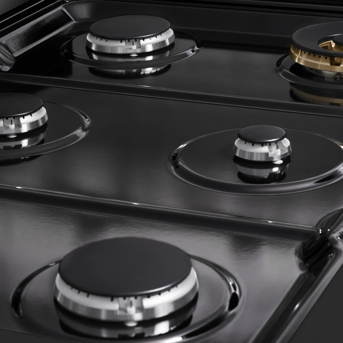ZLINE - 36 in. Classic Gas Rangetop with 6 Burners and Porcelain Cooktop in Black Stainless Steel (RTB2-36) - Black Stainless Steel