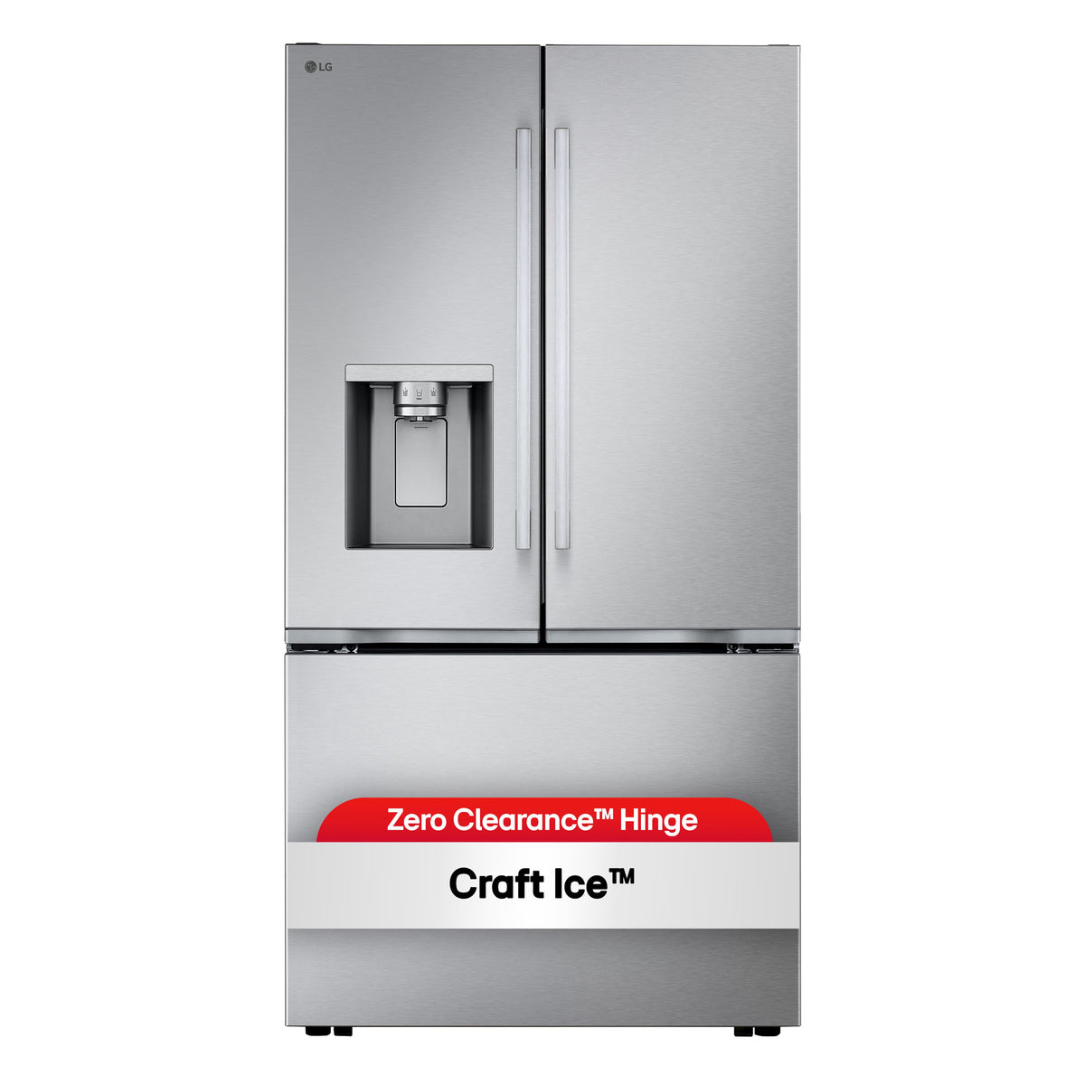 LG - 36-in Counter-Depth MAX 23.7 Cu. Ft. French Door Smart Refrigerator with Zero Clearance - Stainless Steel