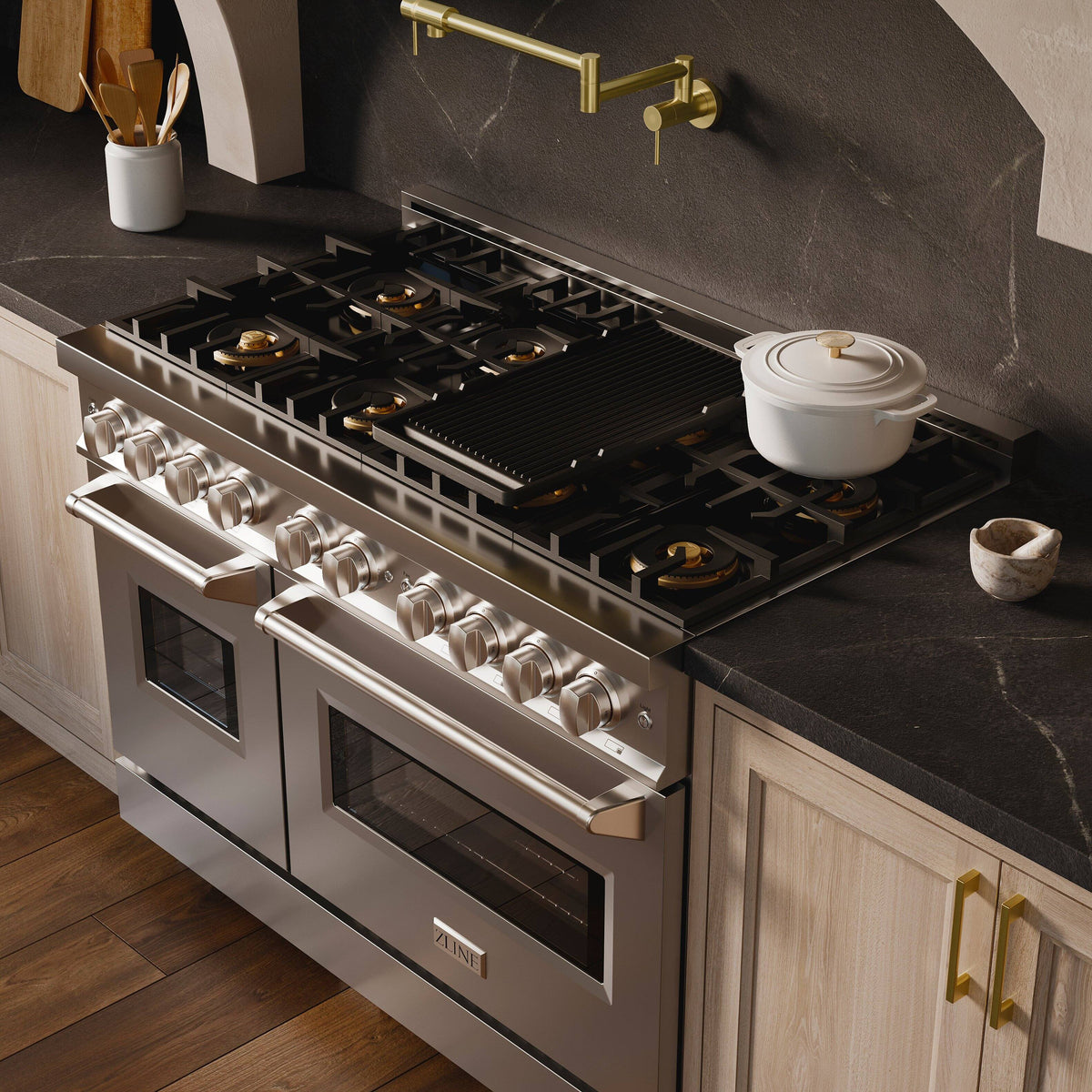 ZLINE - 48 in. 6.7 cu. ft. Classic Freestanding Gas Range with 8 Burner DuoPro Cooktop and Dual Ovens in Stainless Steel - Stainless Steel