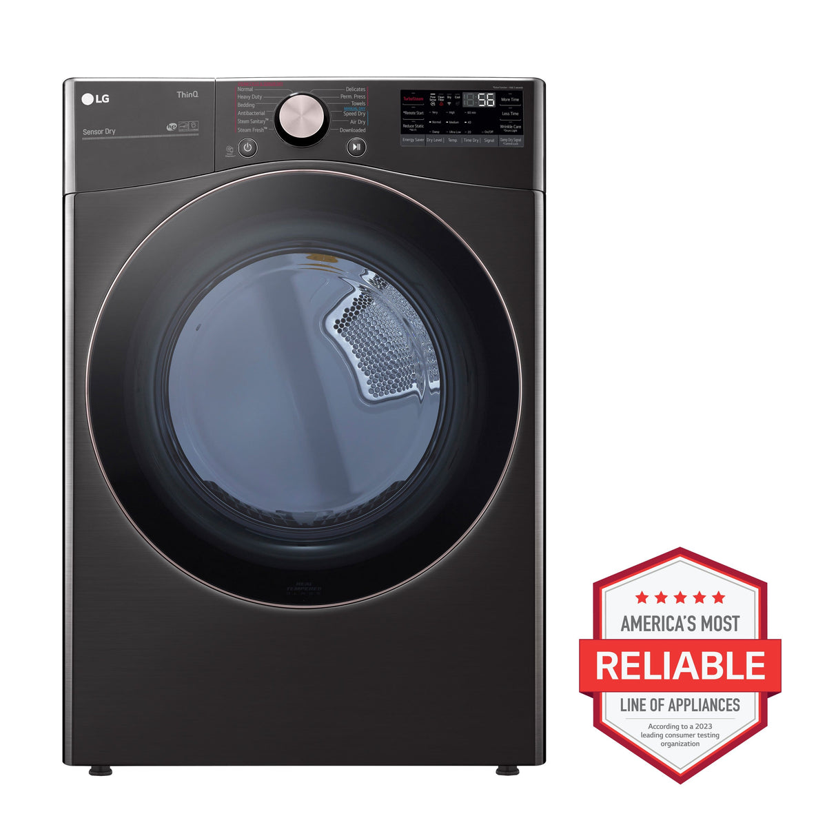 LG - 7.4 Cu. Ft. Stackable Smart Gas Dryer with Steam and Built-In Intelligence - Black Steel