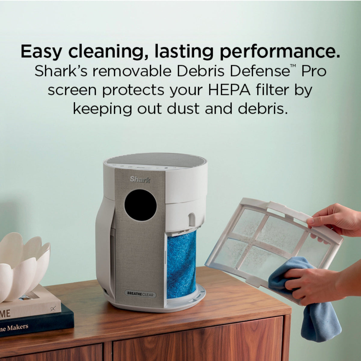 Shark - BreatheClear Compact Pro Air Purifier with NeverChange, 300 sqft - Dove