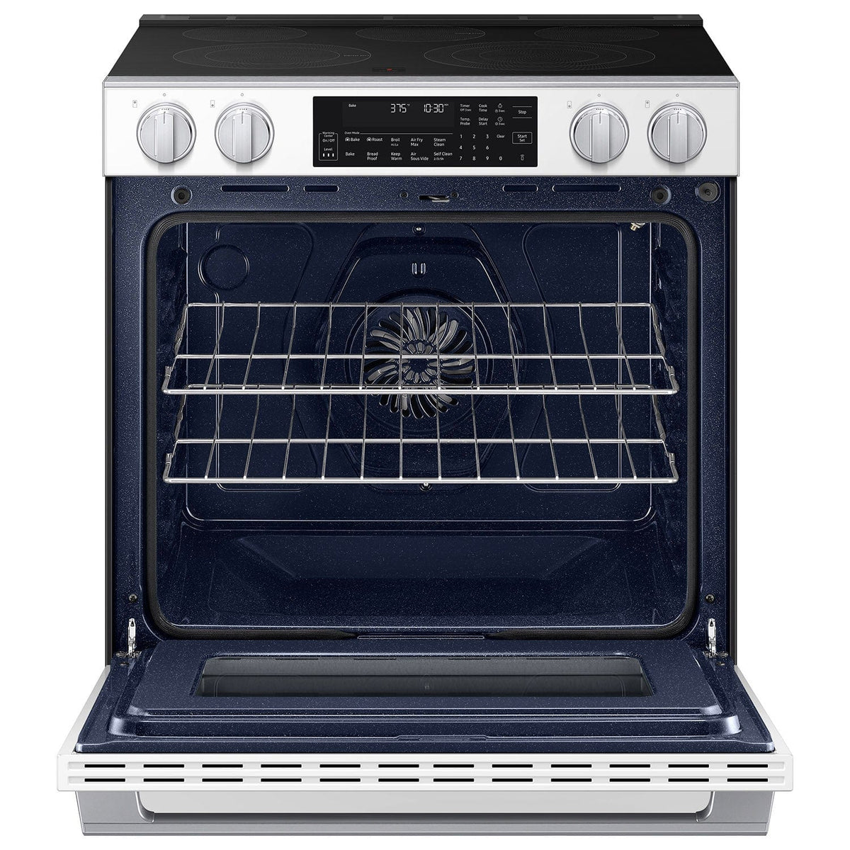 Samsung - 30 in. Wide 4 Burner 6.3 cu. ft. Bespoke Smart Slide-In Electric Range with Illuminated Precision Knobs - White Glass