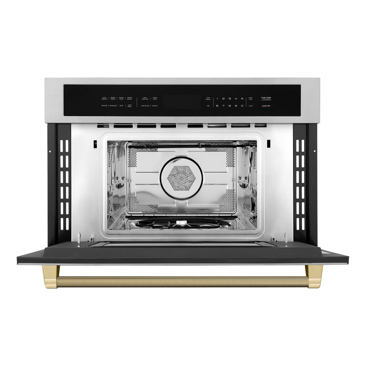 ZLINE - Autograph 30 in. 1.6 cu ft. Built-in Convection Microwave Oven and Champagne Bronze Helix Handle - Stainless Steel