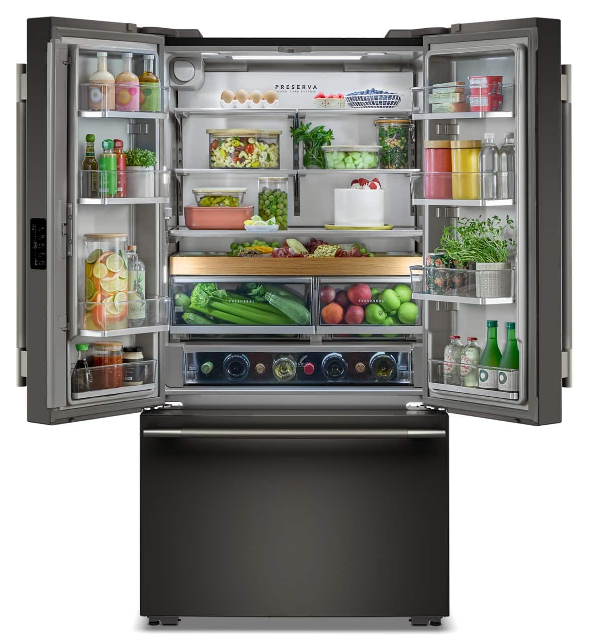 KitchenAid - 36 in. Wide 24 cu. ft. French Door Counter-Depth Refrigerator with Internal Water Dispenser - Black Ore