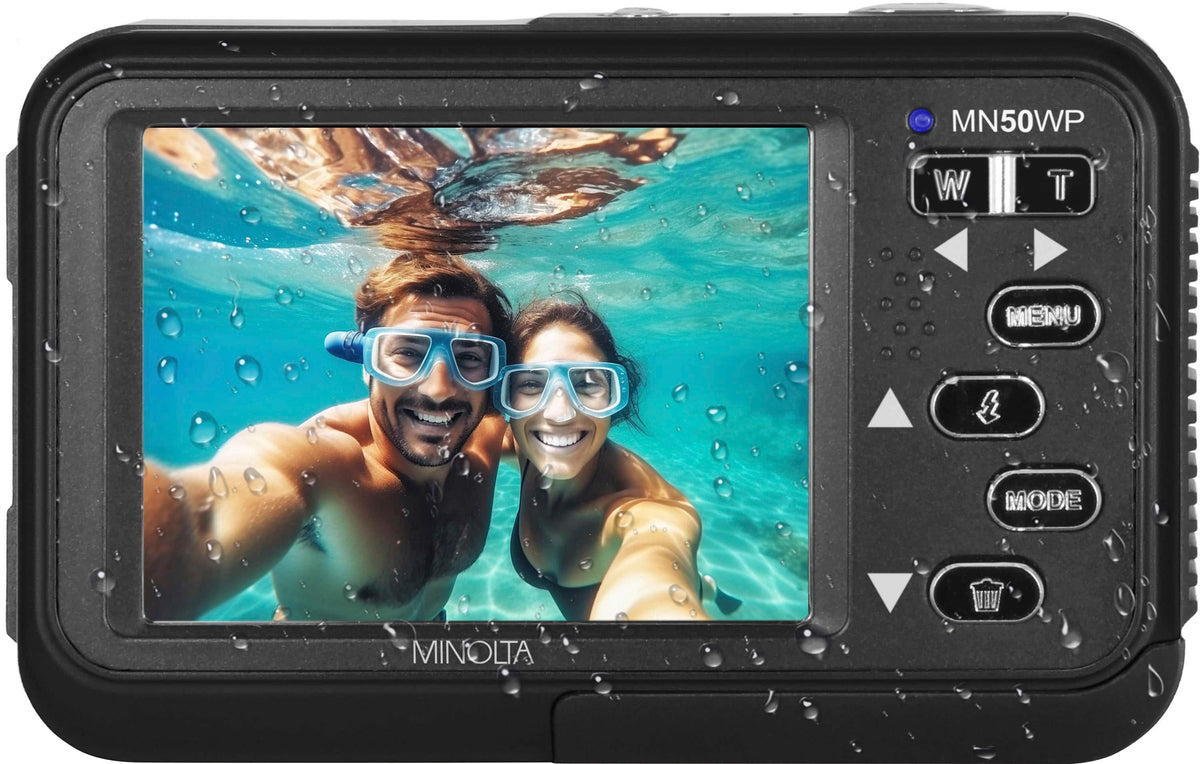 Minolta - Duo MN50WP 48.0 Megapixel Waterproof 5K Video Digital Camera with Dual LCD - Black