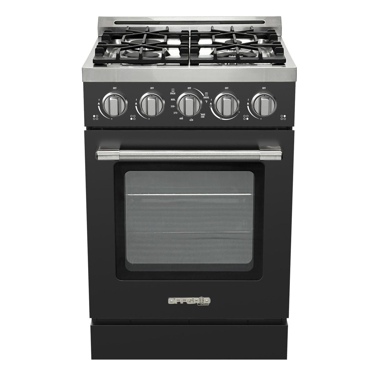 Unique Appliances - Off-Grid 24 in. 4-Burner Waist High Broiler Propane Range in Black - Black