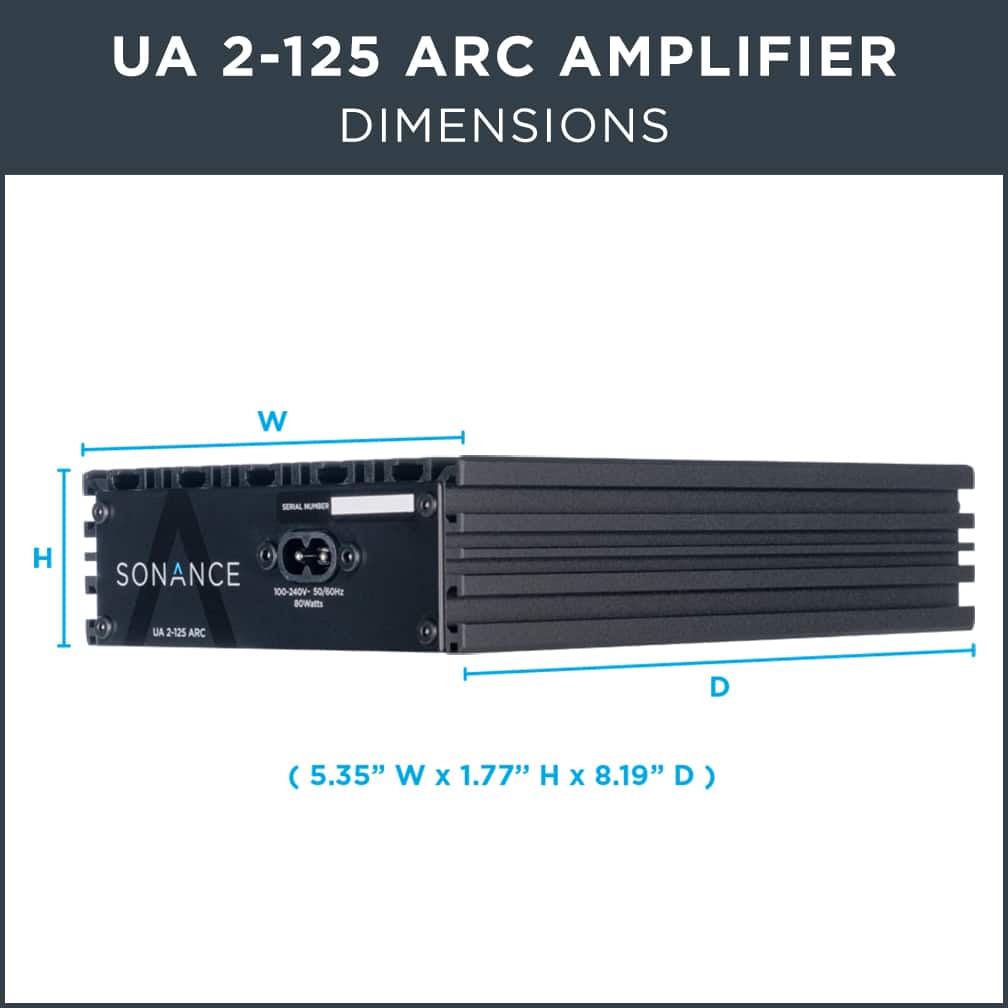 Sonance - UA 2-125 ARC – 2.1 Channel TV Audio Amplifier with HDMI, Subwoofer Output and Wireless Subwoofer Kit Compatible (Each) - Black