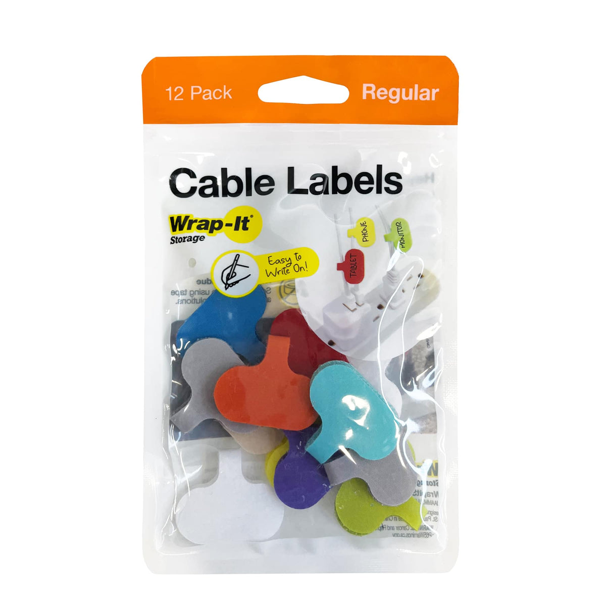 Wrap-It Storage - Cord Identification Labels (12-Pack) - Assorted Colors