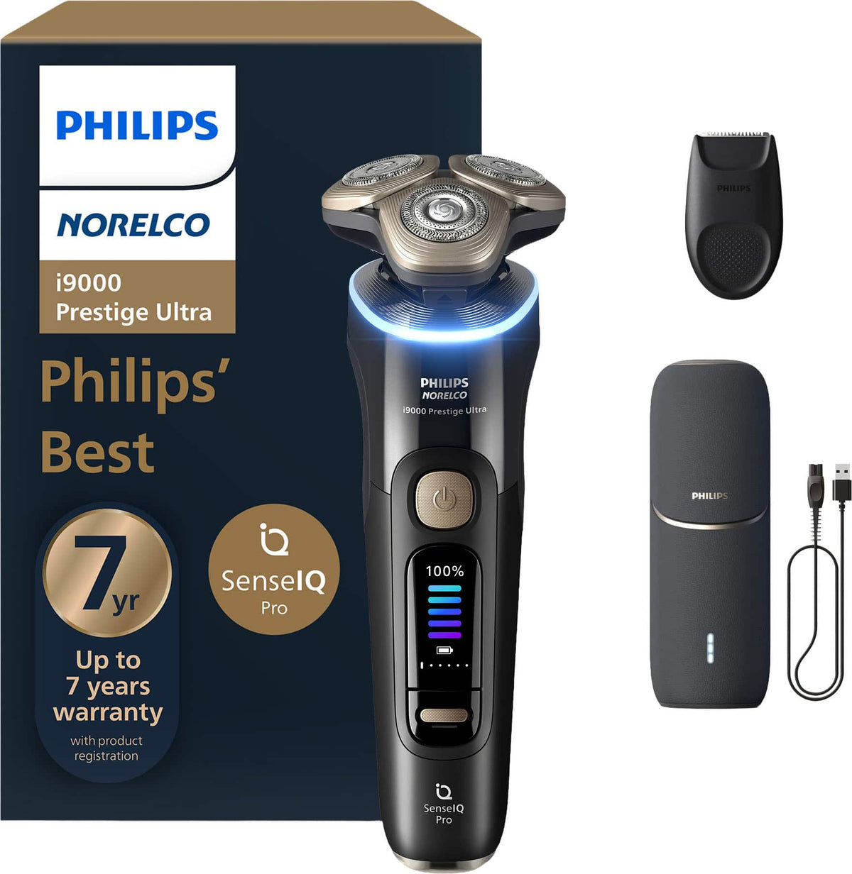 Philips Norelco - i9000 Prestige Ultra Shaver with Triple Action Lift & Cut Technology UV Case - Ink Black