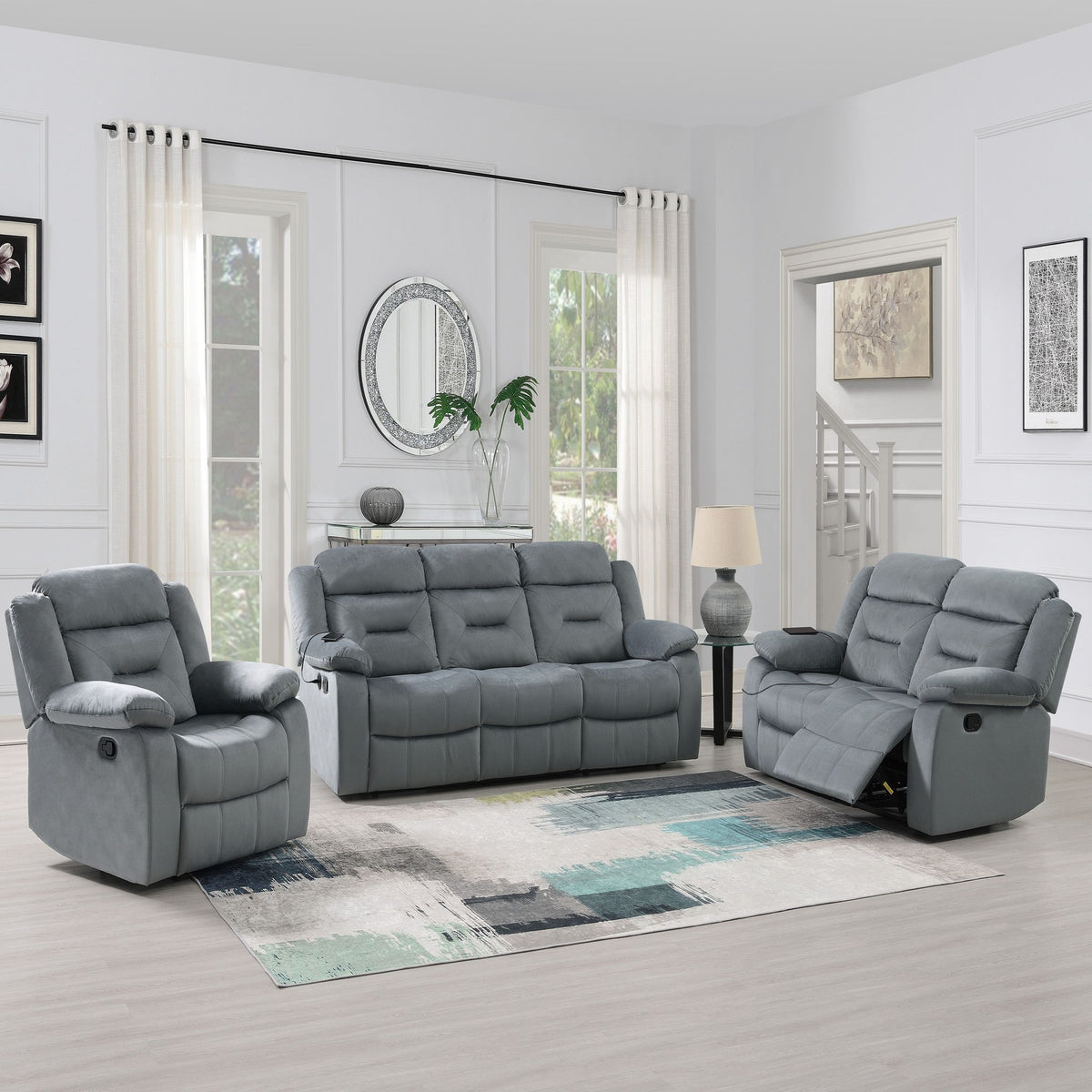 Juego de sala contemporáneo con brazos de almohada y soporte para la cabeza