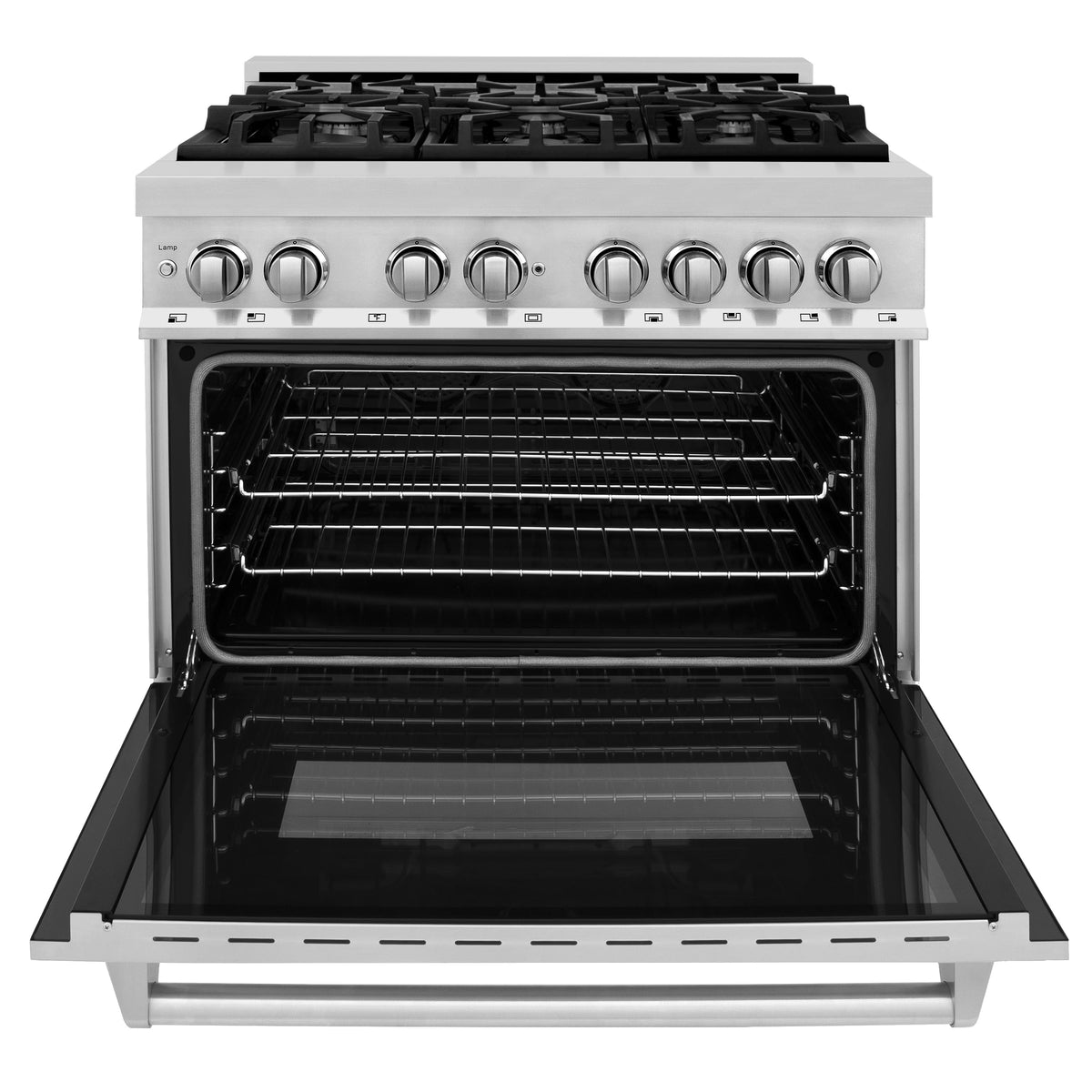 ZLINE - 36 in. Wide 6 Burner 4.6 cu. ft. Legacy Freestanding Dual Fuel Range with  Electric Convection Oven in Stainless Steel - Stainless Steel