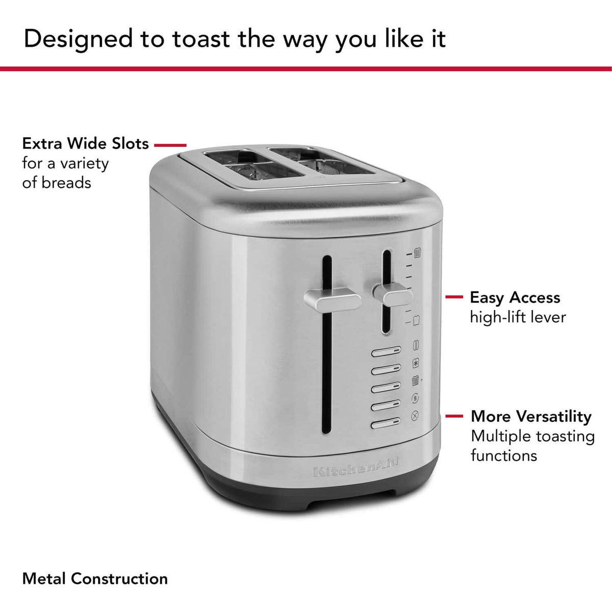 KitchenAid - 2 Slice Programmable Toaster, 120V - Brushed Stainless Steel