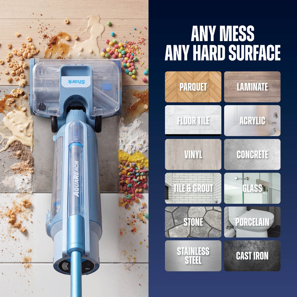 Shark - AquaReach Cordless Vacuum and Mop, with Extendable Reach Wand - Blue