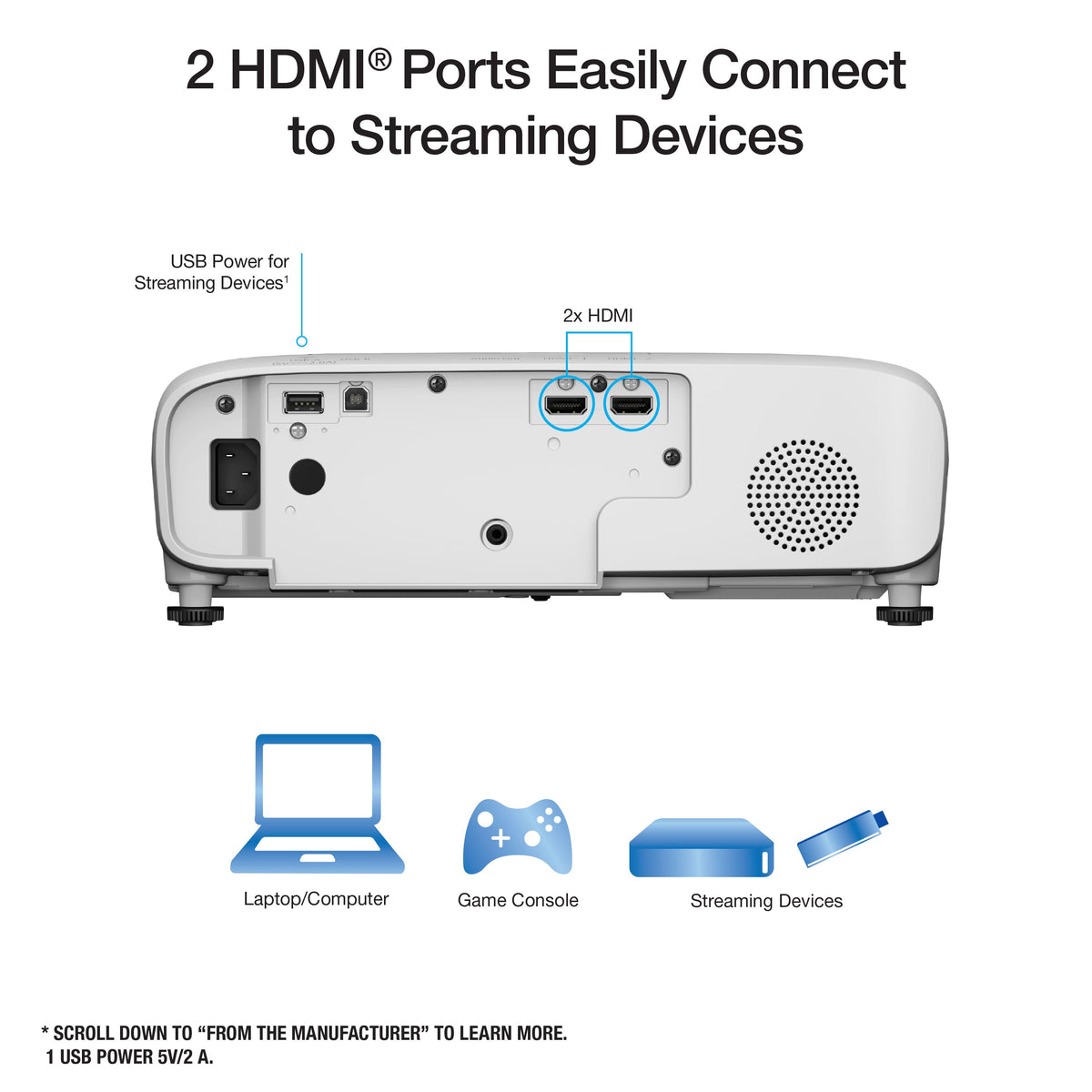 Epson - Home Cinema 980 Projector, 4,000 Lumens of Color and Brightness, 3LCD, Full HD 1080p - White