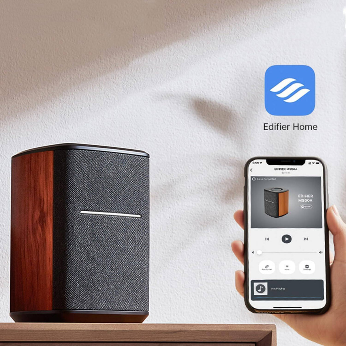 Edifier - MS50A Classic Portable Wi-Fi Speaker - Wood
