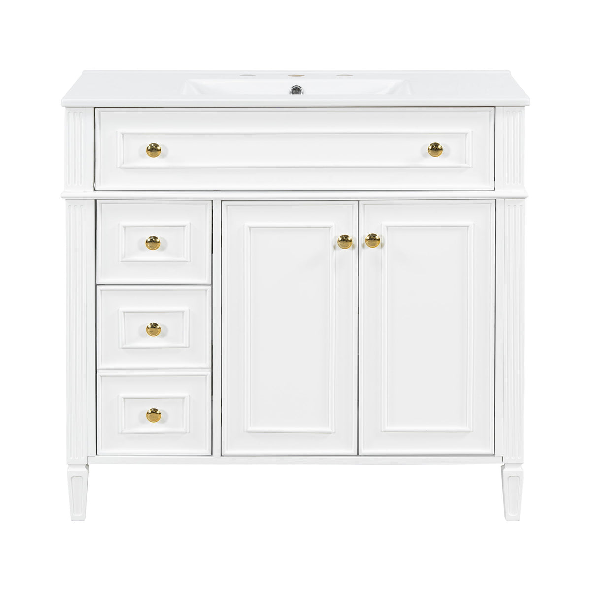 Mueble de baño con lavabo, 3 cajones y 2 puertas con cierre suave