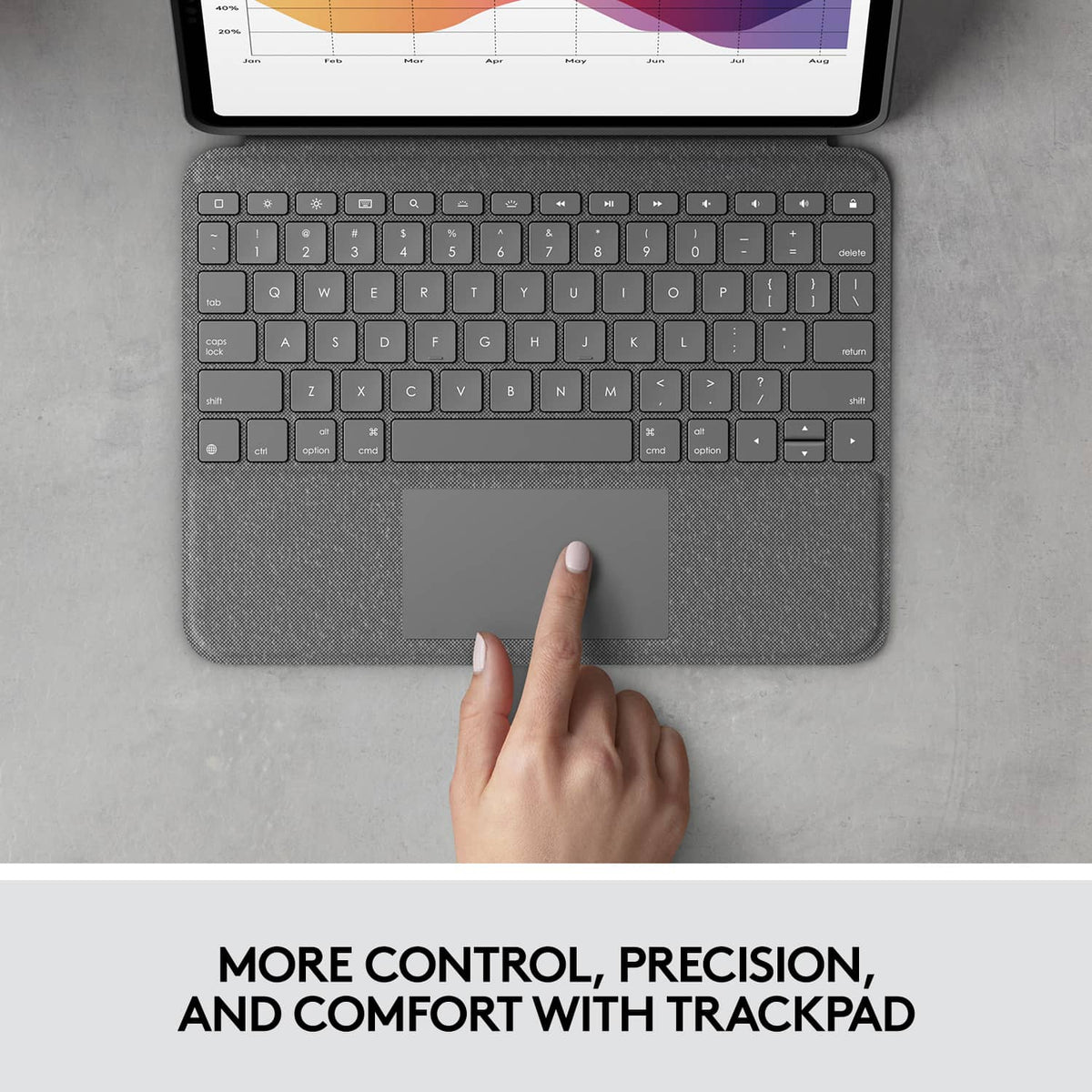 Logitech - Folio Touch Keyboard Case with Trackpad for iPad Air 11-inch - Latest Model (M2, M3 & M4), iPad Air (4th & 5th gen) - Graphite