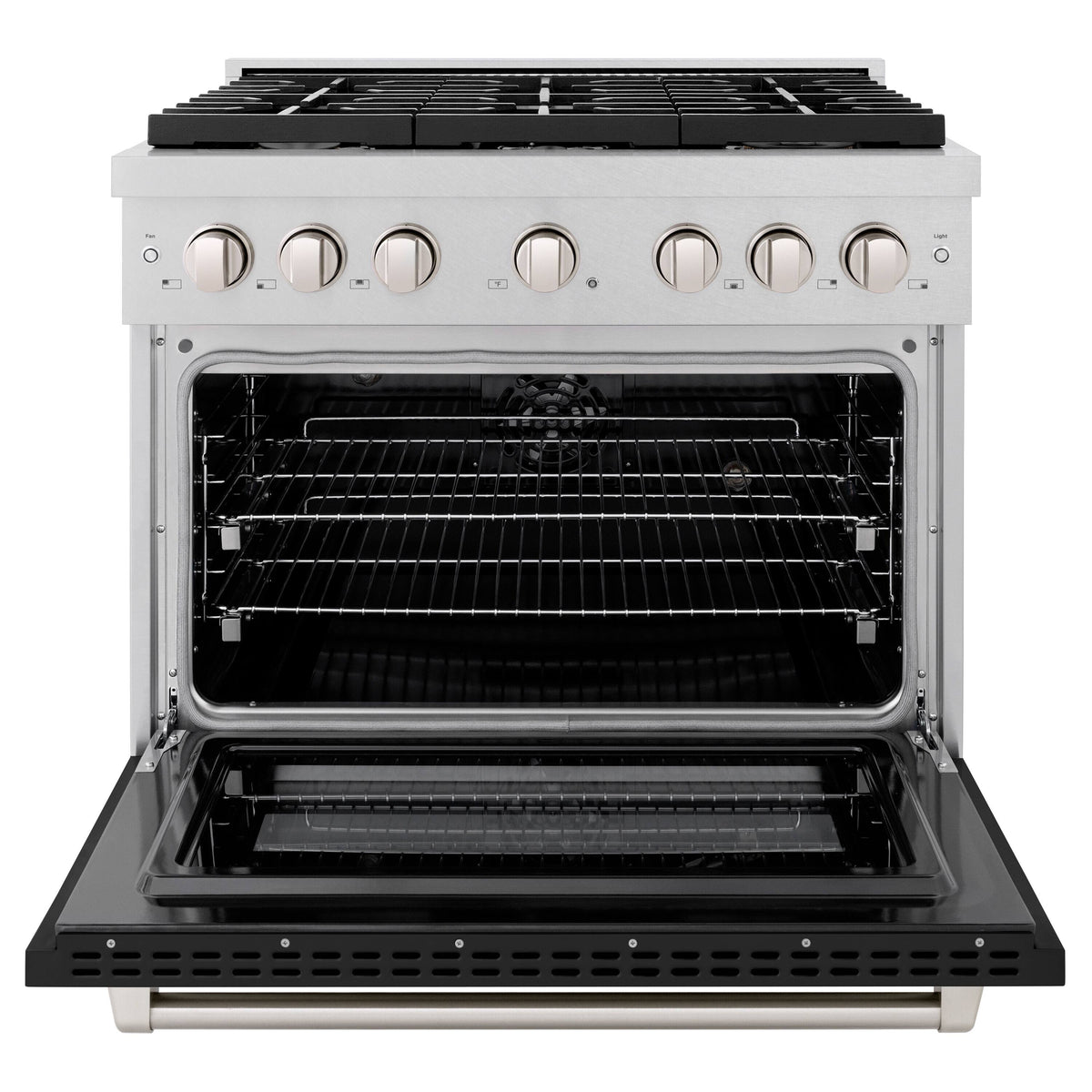 ZLINE - 36 in. Wide 6 Burner Paramount Dual Fuel Range with Cooktop (SDRS-BLM-36) - Satin Steel/White Matte