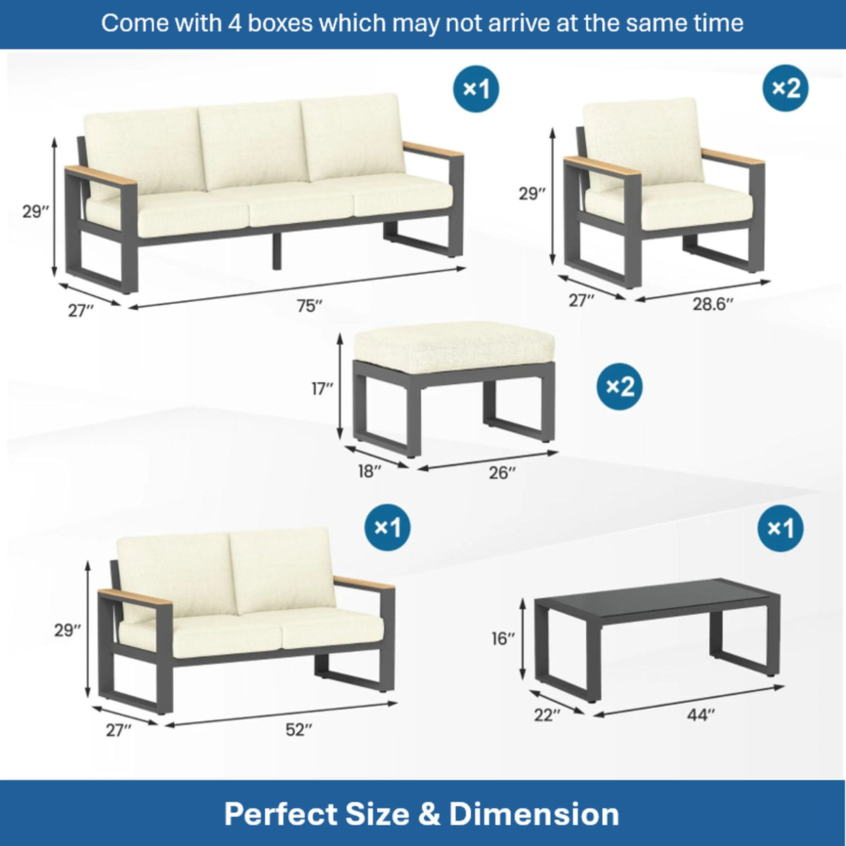Modern Outdoor Sofa Set With Coffee Table