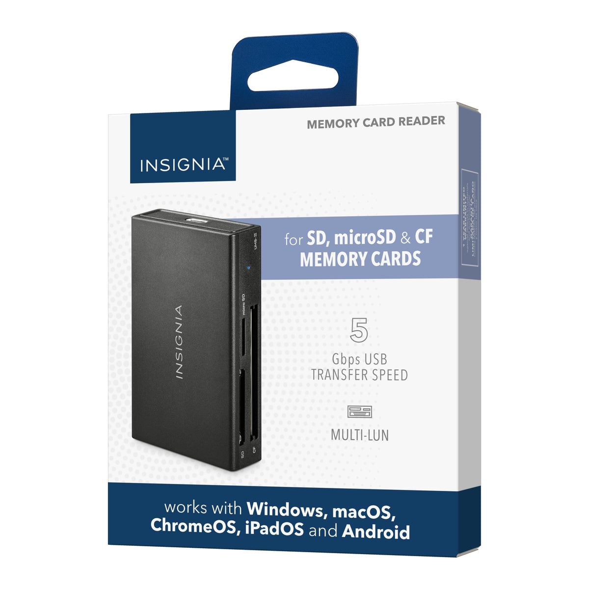 Insignia™ - USB-C to SD, microSD and CompactFlash Memory Card Reader - Black