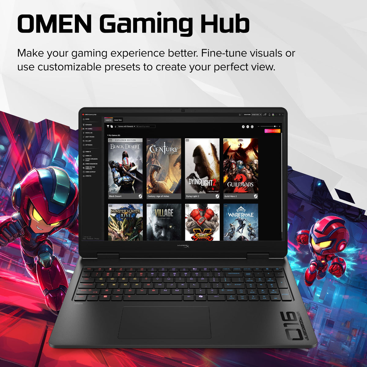 HyperX - OMEN 16" 165Hz 2.5K OLED Gaming Laptop - AMD Ryzen 9 8940HX (2025) - 16GB Memory - NVIDIA GeForce RTX 5060 - 1TB SSD - Shadow Black