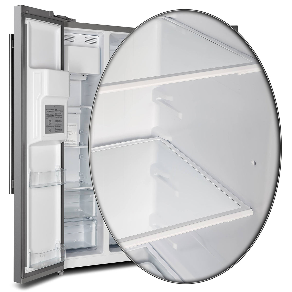 Forno Appliances - 36 in. Wide Salerno 20 Cu. Ft. Side-by-Side Refrigerator with Extendable Decorative Trim Grill - Stainless Steel