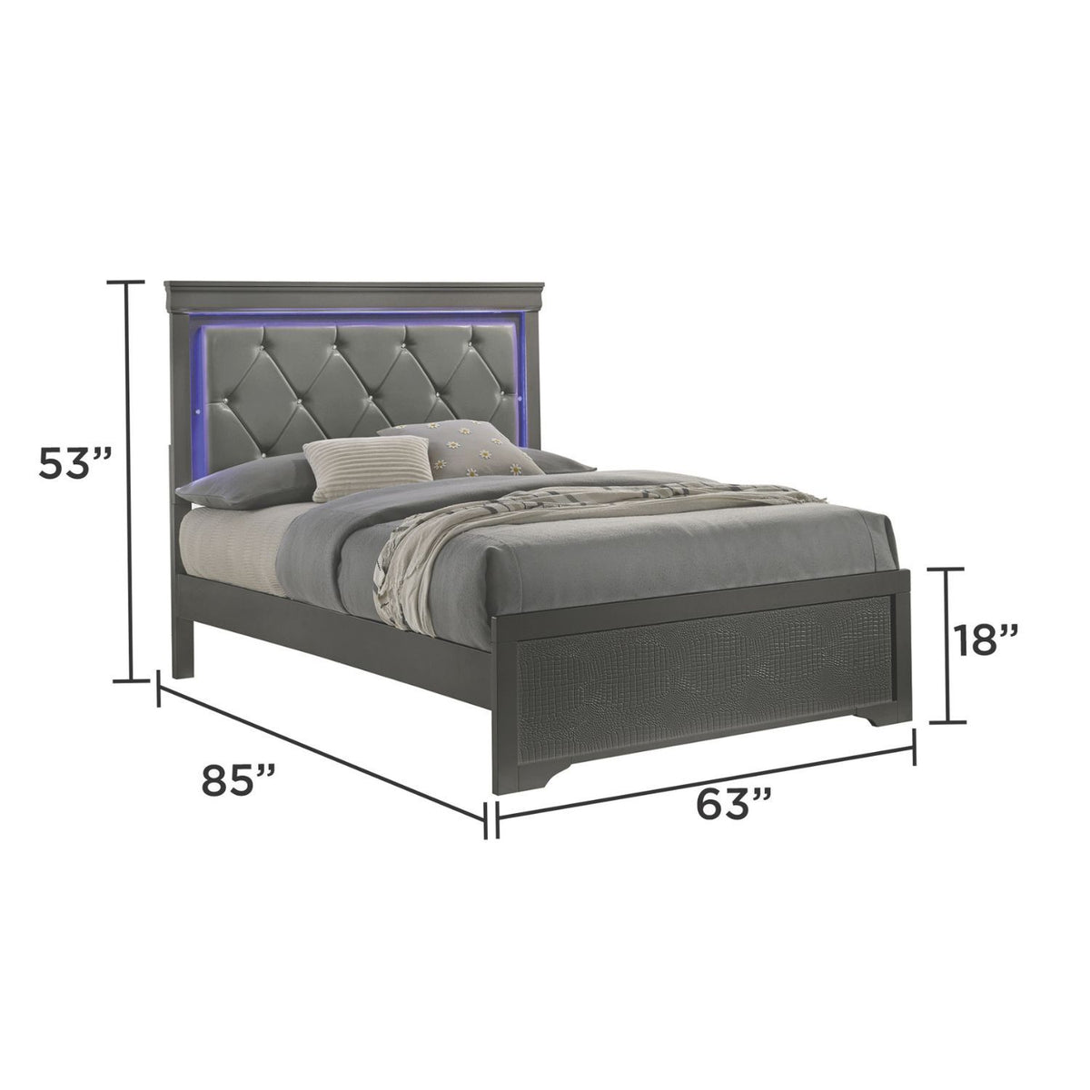 Blaze - Cama con cabecero LED
