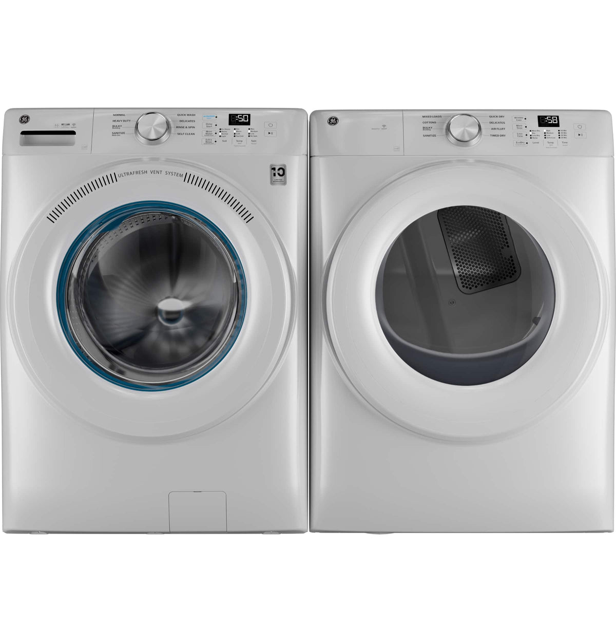 GE - 4.6 Cu. Ft. High-Efficiency Stackable Smart Front Load Washer with Microban Antimicrobial Technology - White