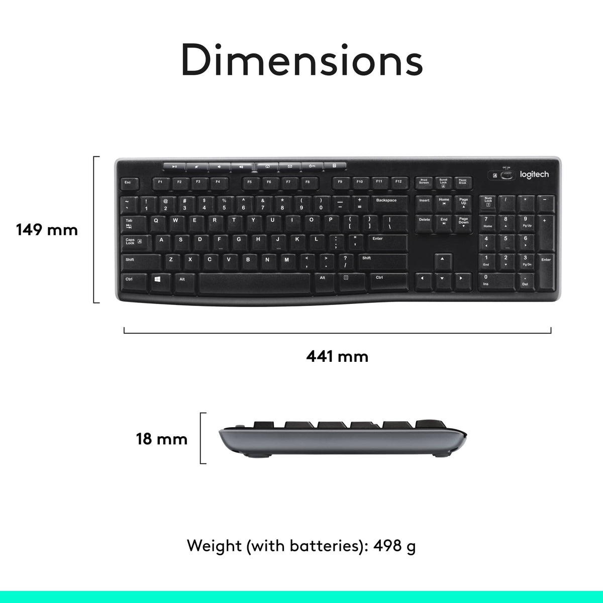 Logitech - MK270 Full-size Wireless Membrane Keyboard and Mouse Bundle for PC - Black