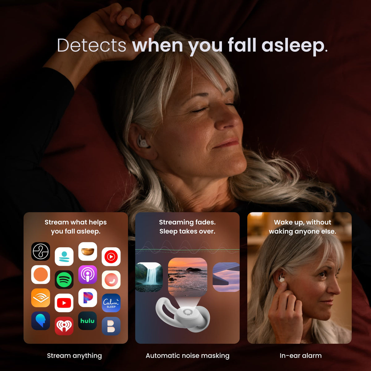 Ozlo - Sleepbuds 2 – Noise-Masking Sleep Earbuds, Side Sleeper Comfort, Snore Blocking, 14-Hr Battery - White - Blue