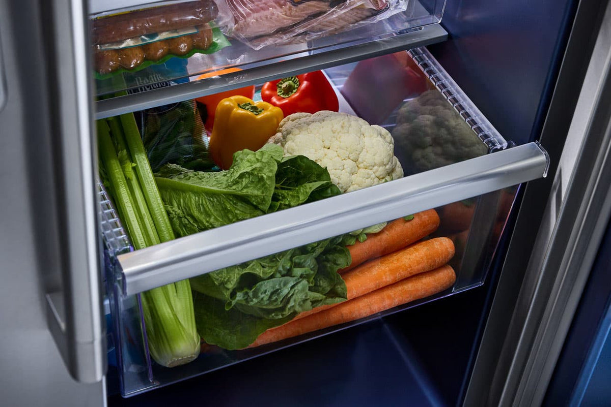 Maytag - 36 in. Wide 29 cu. ft. Side-by-Side Built-in Refrigerator with Arctic Blue Interior - Stainless Steel
