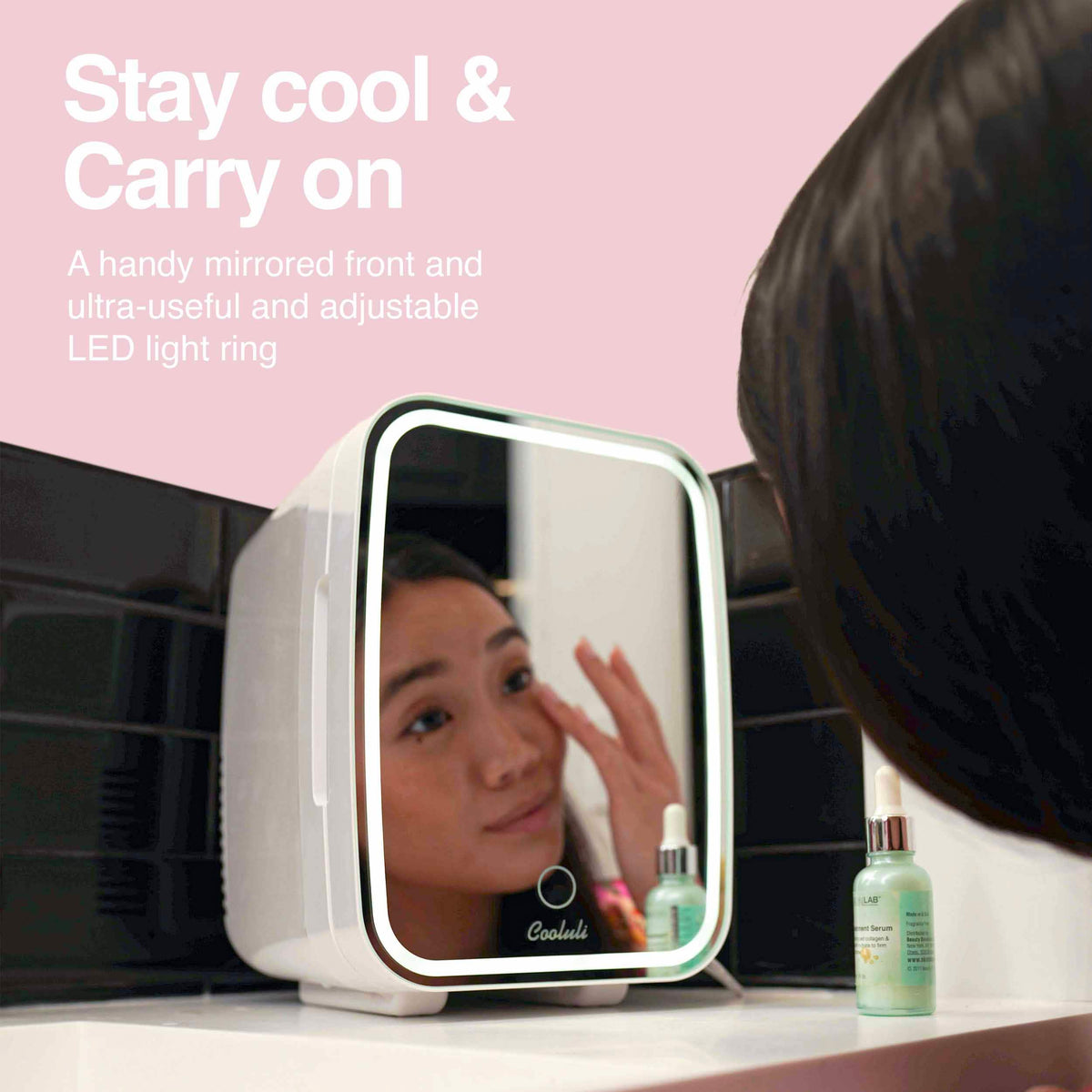 Cooluli - Glow Beauty 4L Mini Fridge with Mirror LED - White