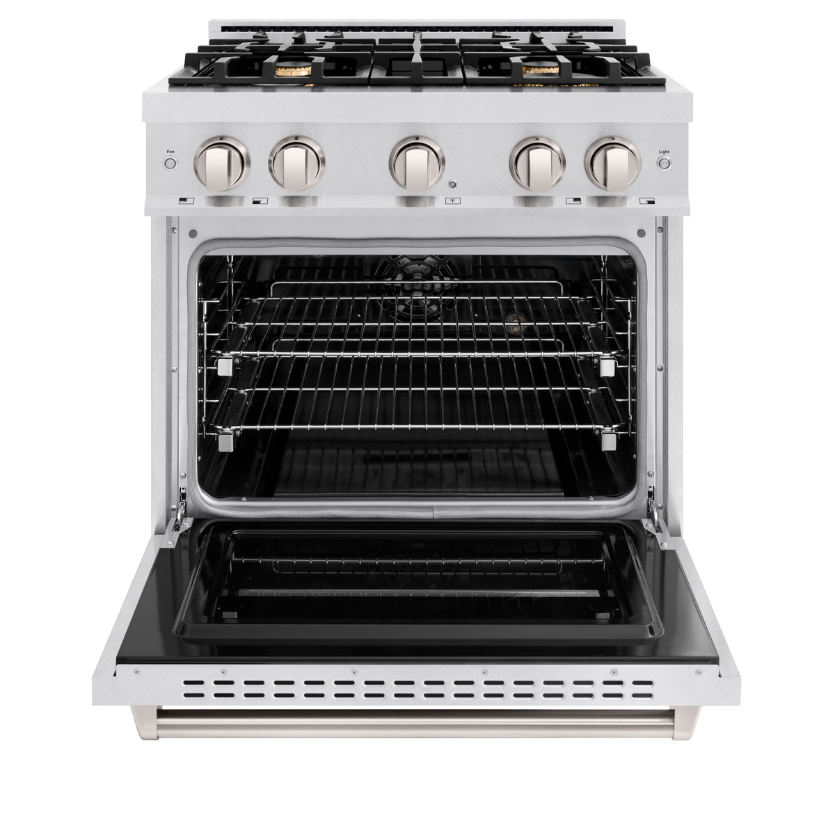 ZLINE - 30 in. Wide 4 Burner Classic Dual Fuel Satin Steel Range with Convection Oven (CDRS-BR-30) - Stainless Steel