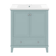 Mueble de baño moderno con lavabo, puertas y cajón