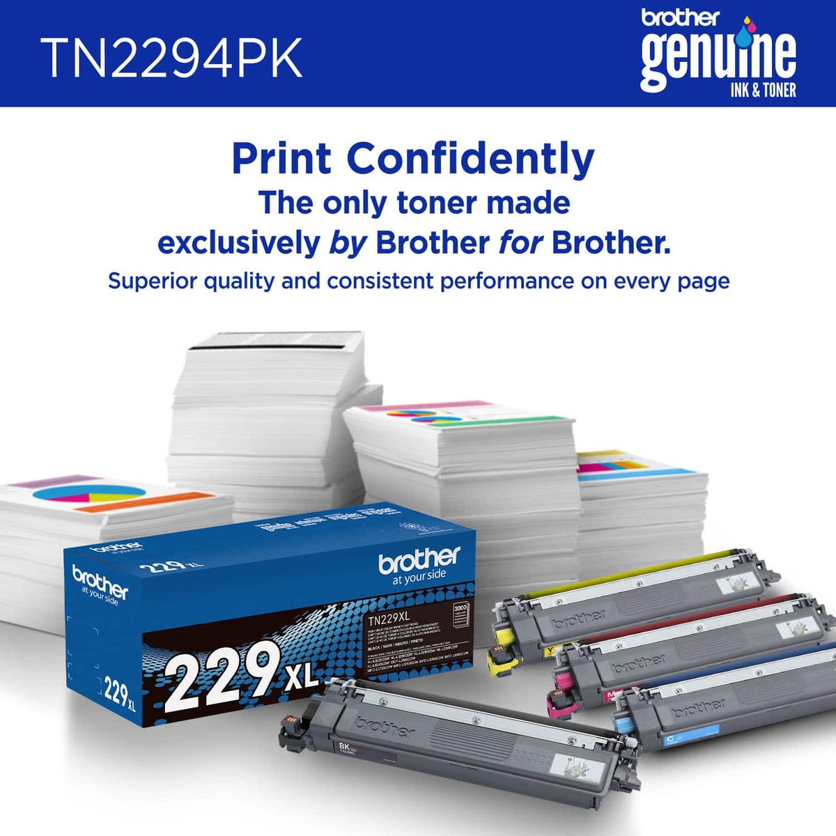 Brother - TN229 4-Pack Standard-Yield Toner Cartridges - Black/Cyan/Magenta/Yellow